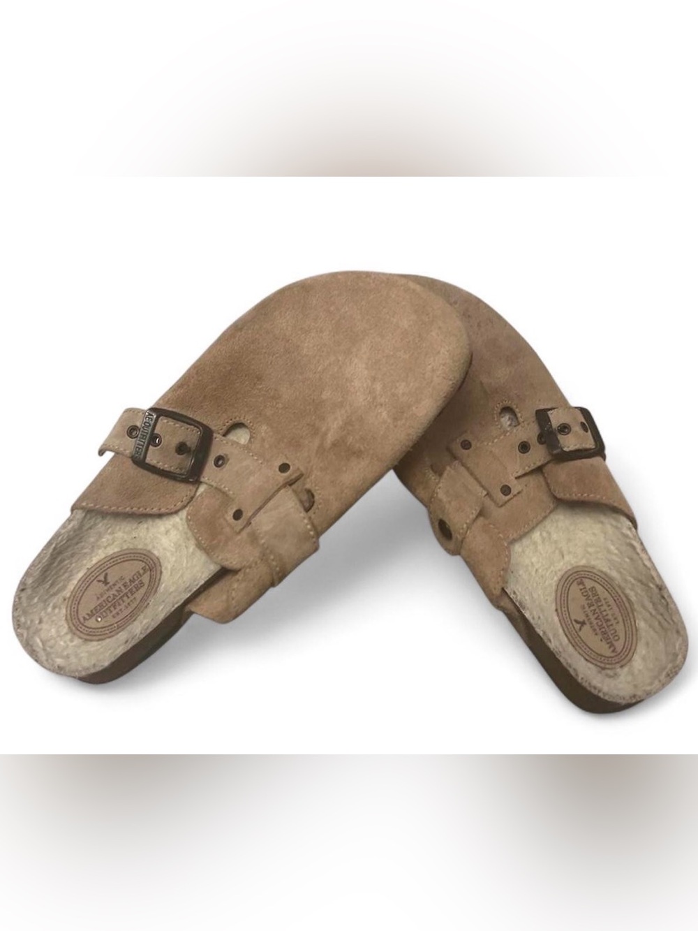 American Eagle Outfitters Tan Suede Mule Clogs Women’s Size 7 Casual Y2K Shoes